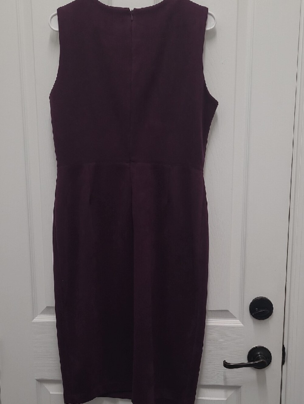 Calvin Klein Sleeveless Plum Sheath Dress with Gold Accent - Picture 4 of 4